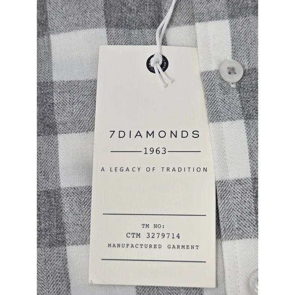 NEW 7 Diamonds Men's L/S Flannel Shirt XL Gray White Buffalo Plaid Sparrow NWT - Picture 10 of 11